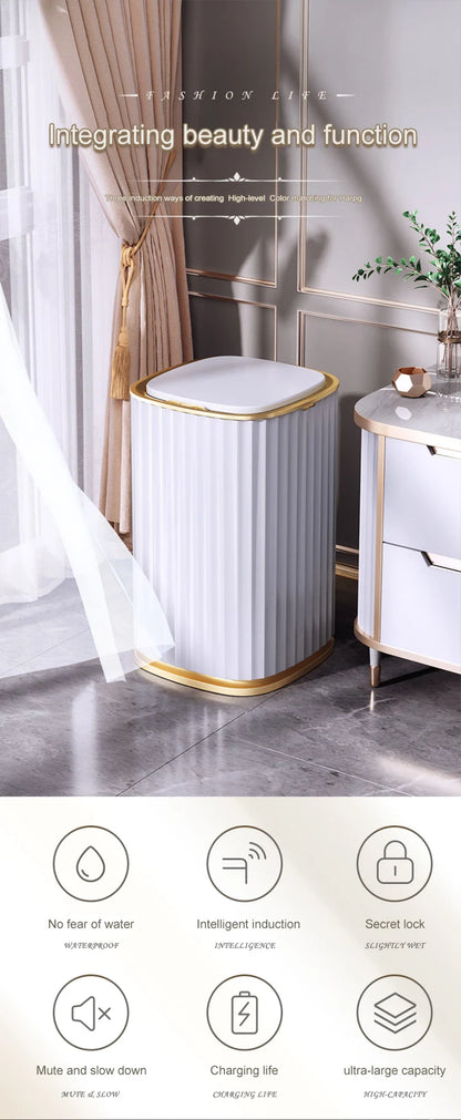 Smart Home Automatic Sensor Trash Can - Waterproof Kitchen Bathroom Wastebasket