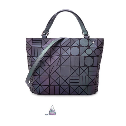 Luminous Shoulder Bag – Quilted Geometric Handbag With Three Straps & Zipper Closure