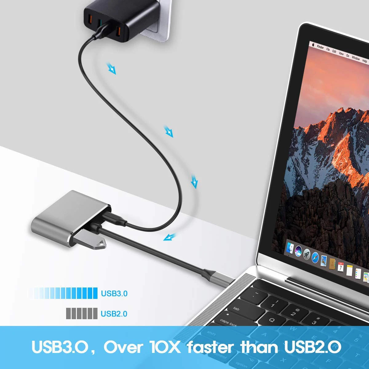 USB C Hub Adapter – 8-in-1 Aluminum Alloy Multiport Docking Station with 4K HDMI, Thunderbolt 3 & RJ45 Ethernet