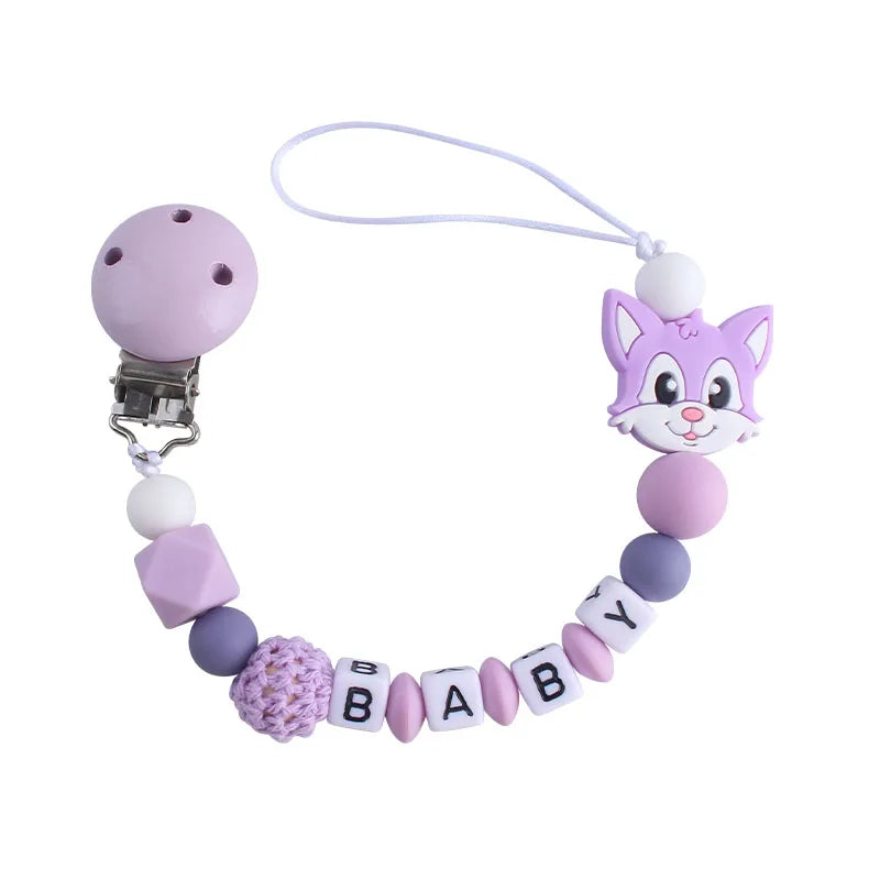 Personalized Baby Pacifier Clip - Custom Name Silicone Holder & Teether Chain Gift