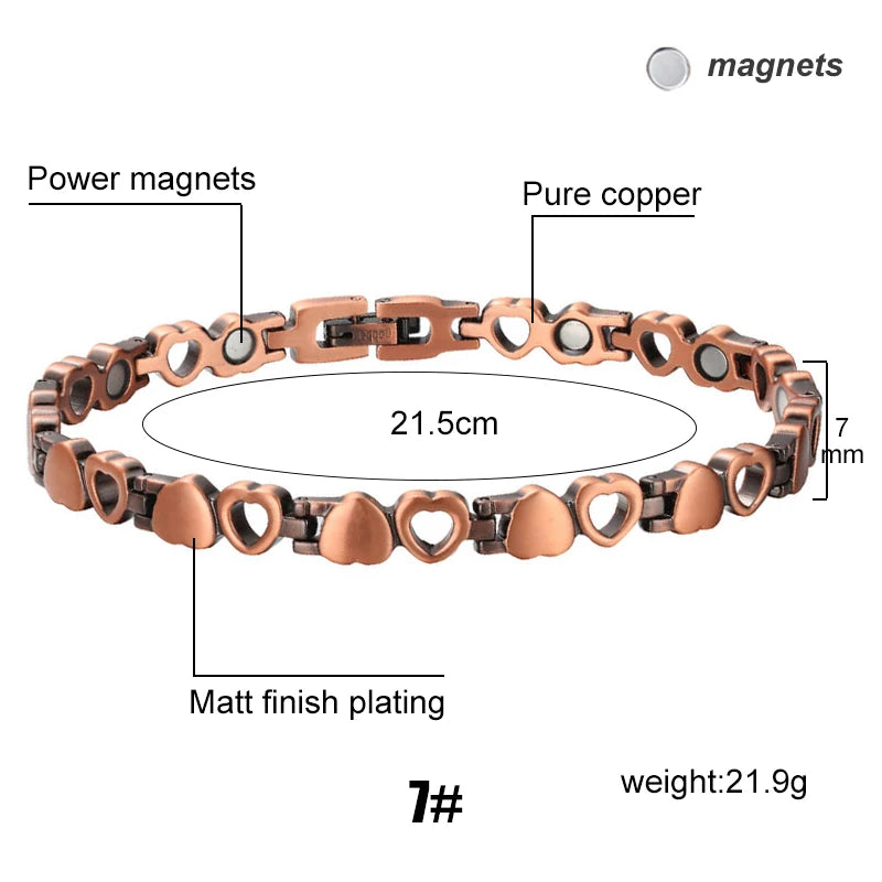 Vintage Copper Magnetic Bracelets For Women Pain Relief Pure Copper Adjustable Bio Energy Blood Pressure Accessory Bracelet