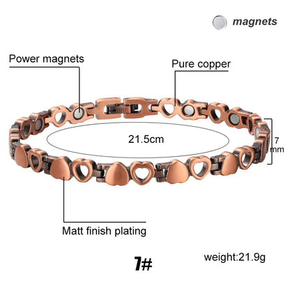Vintage Copper Magnetic Bracelets For Women Pain Relief Pure Copper Adjustable Bio Energy Blood Pressure Accessory Bracelet