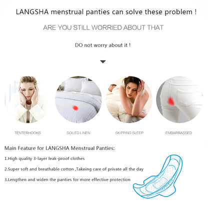 3Pcs High Waist Women Panties Leak Proof Menstrual Pants Widen Physiological Period Underwear Plus Size 4XL Cotton Female Briefs