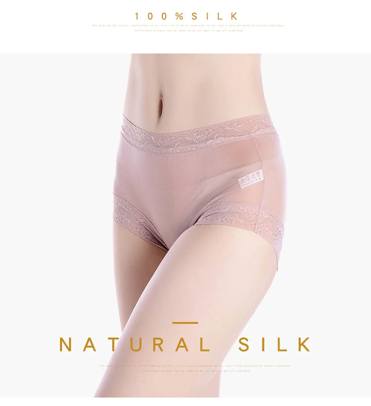 Natural silk high waist Briefs big plus size underwear women transparent seamless woman panties bragas mujer panty