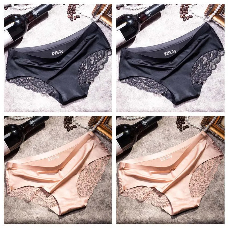 TEXIWAS 4pcs/lot Lace Panties Women Seamless Ladies Underwear Lace Briefs Sexy Panties for Women Comfort Lingerie Plus Size