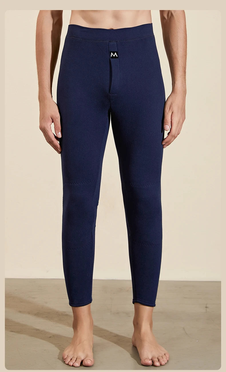 Winter Warm Mens Warm Leggings Tight Men's Long Johns Fleece Wool Warm Underwear Elastic Tights Male Thermal Warm Pants