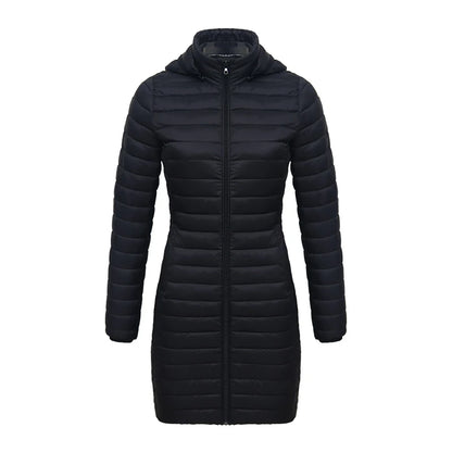 SANTELON Winter Women Loose Long Parka Coat With Detachable Hood Female Soild Ultralight Portable Warm Padded Cotton Outwear