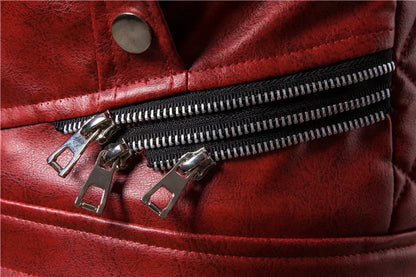 New Winter Fleece Motorcycle Leather Jacket Men Turn Down Fur Collar Slim Fit Warm PU Bomber Jackets Coats Mens Moto Biker Coat