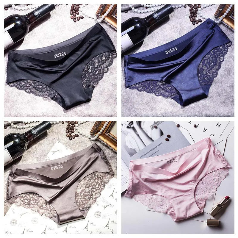 TEXIWAS 4pcs/lot Lace Panties Women Seamless Ladies Underwear Lace Briefs Sexy Panties for Women Comfort Lingerie Plus Size