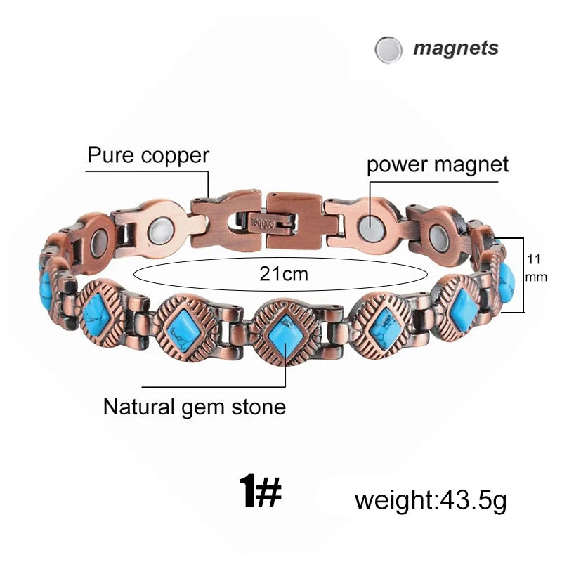 Vintage Copper Magnetic Bracelets For Women Pain Relief Pure Copper Adjustable Bio Energy Blood Pressure Accessory Bracelet