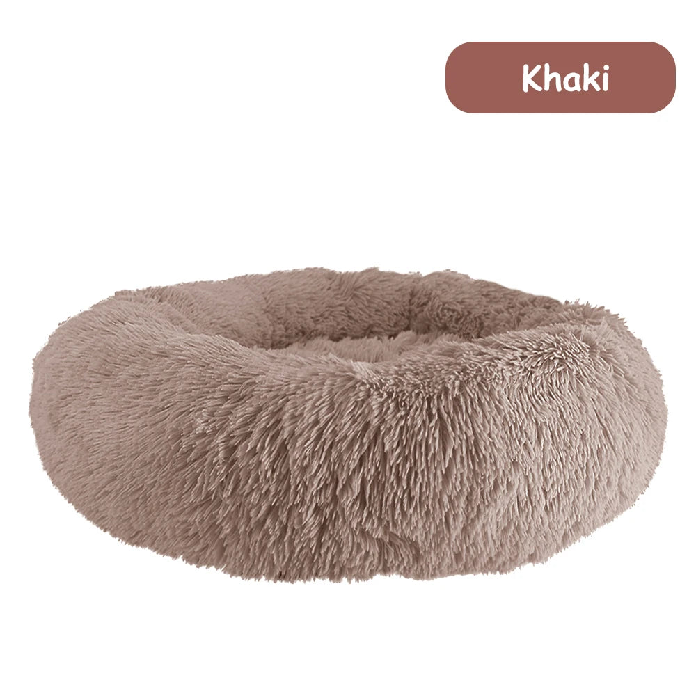 Donut Dog Bed - Soft Plush Pet Bed With Raised Rim | Warm Washable Cushion