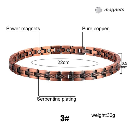 Vintage Copper Magnetic Bracelets For Women Pain Relief Pure Copper Adjustable Bio Energy Blood Pressure Accessory Bracelet
