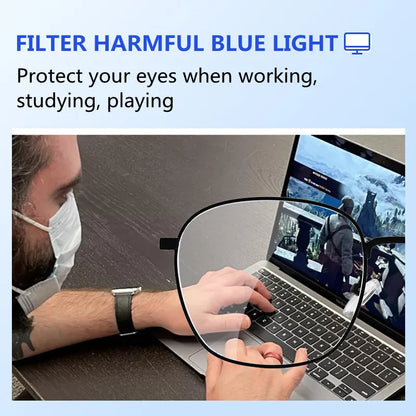 Titanium Reading Glasses - Lightweight Rectangle Frame with Blue Light Blocking