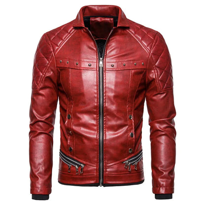 New Winter Fleece Motorcycle Leather Jacket Men Turn Down Fur Collar Slim Fit Warm PU Bomber Jackets Coats Mens Moto Biker Coat