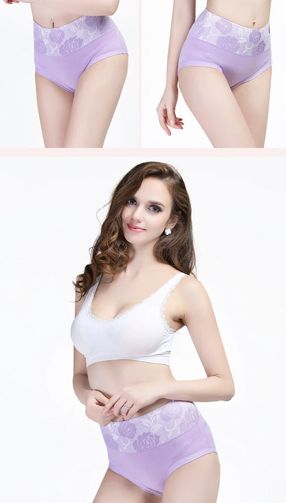 5Pcs/Set High Waist Cotton Panties Women Body Slimming Underwear Fashion Print Briefs Ladies Panty Breathable Female Lingerie