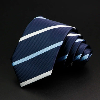 Classic Stripe Mens Tie - Jacquard Necktie in Red Blue Green for Daily Wear and Weddings