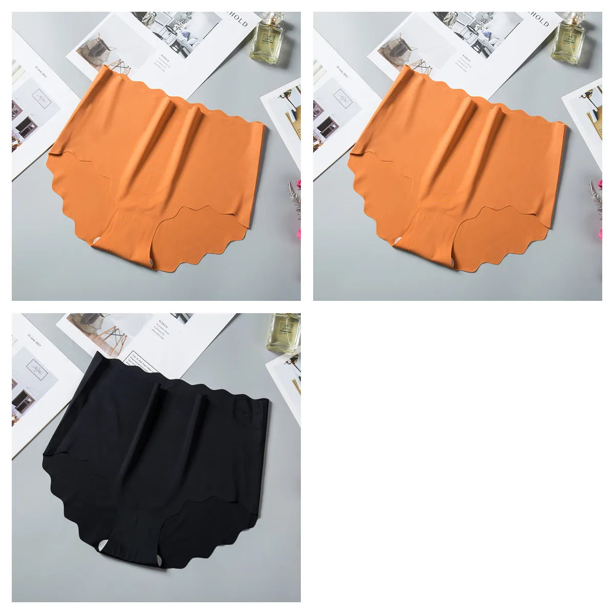 3Pcs/Set Ice Silk Panties Women Hip Lift Briefs Seamless Underwear Female High Waist Panties M-XXL Underpants Invisible Lingerie