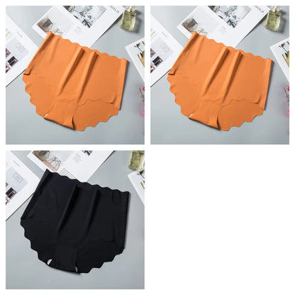3Pcs/Set Ice Silk Panties Women Hip Lift Briefs Seamless Underwear Female High Waist Panties M-XXL Underpants Invisible Lingerie