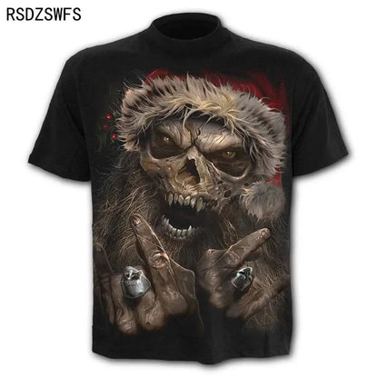 Mens 3D Skull T-Shirt - Punk Summer Streetwear Top O-neck Sizes XXS-5XL - ZOOMNSTORE