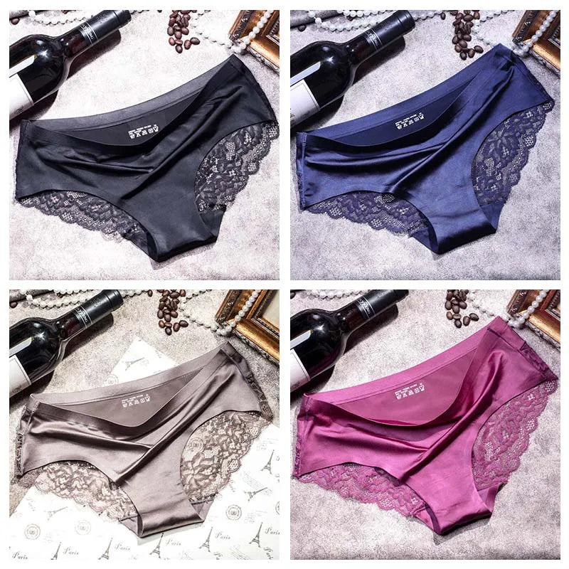 TEXIWAS 4pcs/lot Lace Panties Women Seamless Ladies Underwear Lace Briefs Sexy Panties for Women Comfort Lingerie Plus Size
