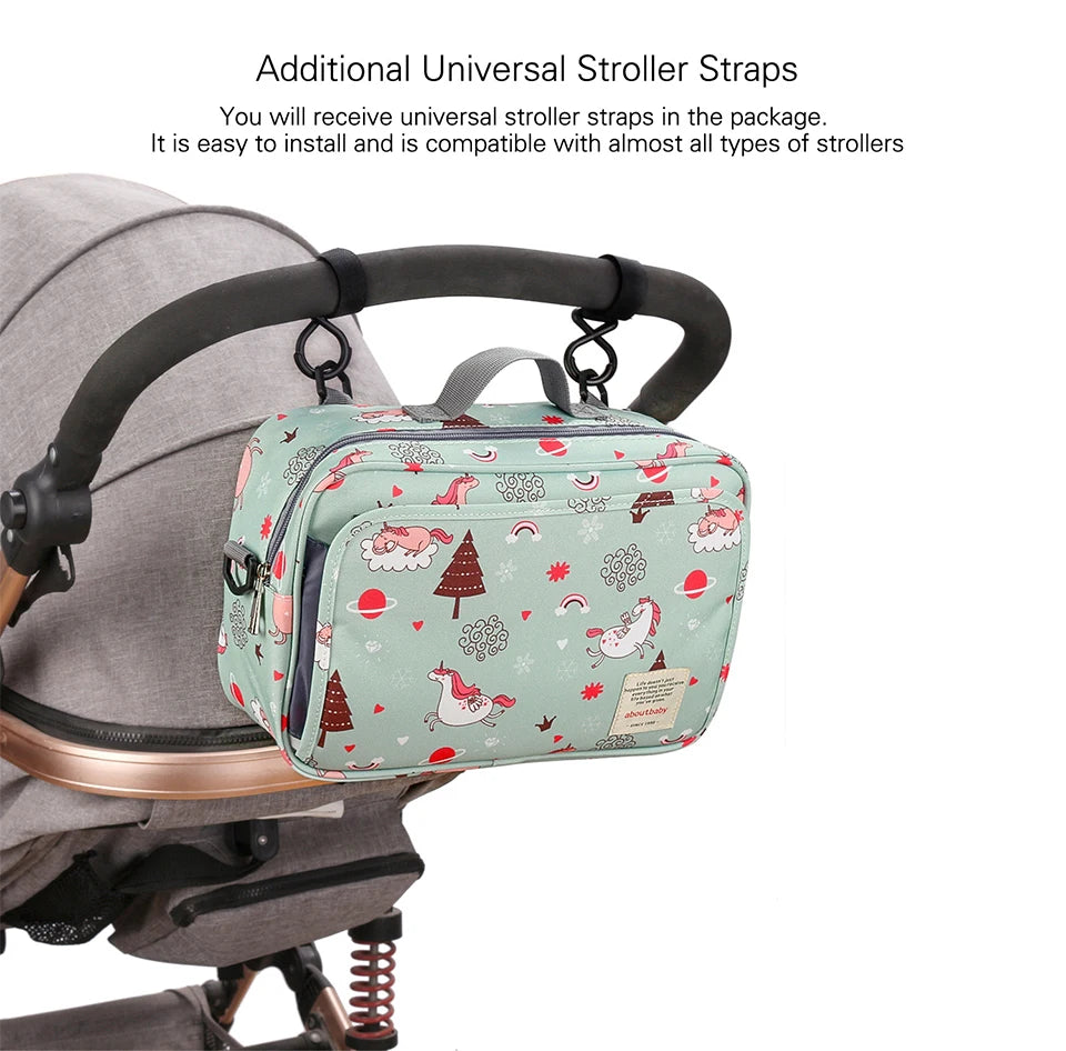 Baby Stroller Bag Waterproof Portable Outing Travel Mummy Bag Multifunction Diaper Bottle Storage Hanging Bag Pram Organizer
