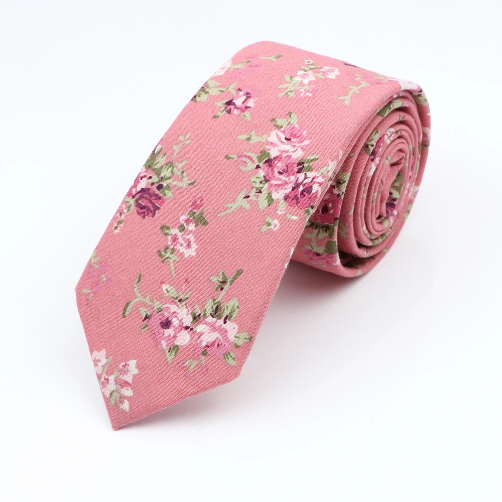 Floral Cotton Tie - Elegant Paisley Necktie for Men  Women