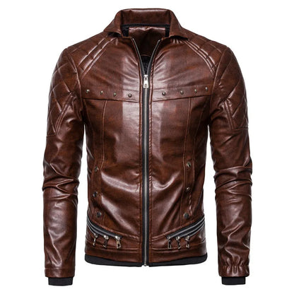 New Winter Fleece Motorcycle Leather Jacket Men Turn Down Fur Collar Slim Fit Warm PU Bomber Jackets Coats Mens Moto Biker Coat