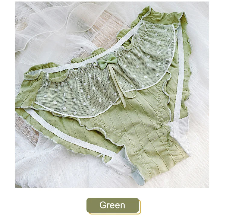 Women's Cotton Panties Large Sizes Sexy Lace Ruffles Bow Sweet Cute Panties Plus Size Female Underwear Cotton Briefs 6XL 7XL