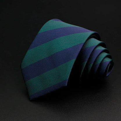Classic Stripe Mens Tie - Jacquard Necktie in Red Blue Green for Daily Wear and Weddings