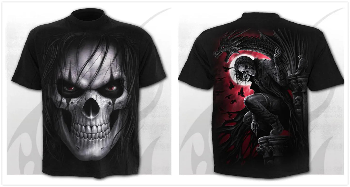 Mens 3D Skull T-Shirt - Punk Summer Streetwear Top O-neck Sizes XXS-5XL - ZOOMNSTORE