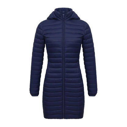 SANTELON Winter Women Loose Long Parka Coat With Detachable Hood Female Soild Ultralight Portable Warm Padded Cotton Outwear