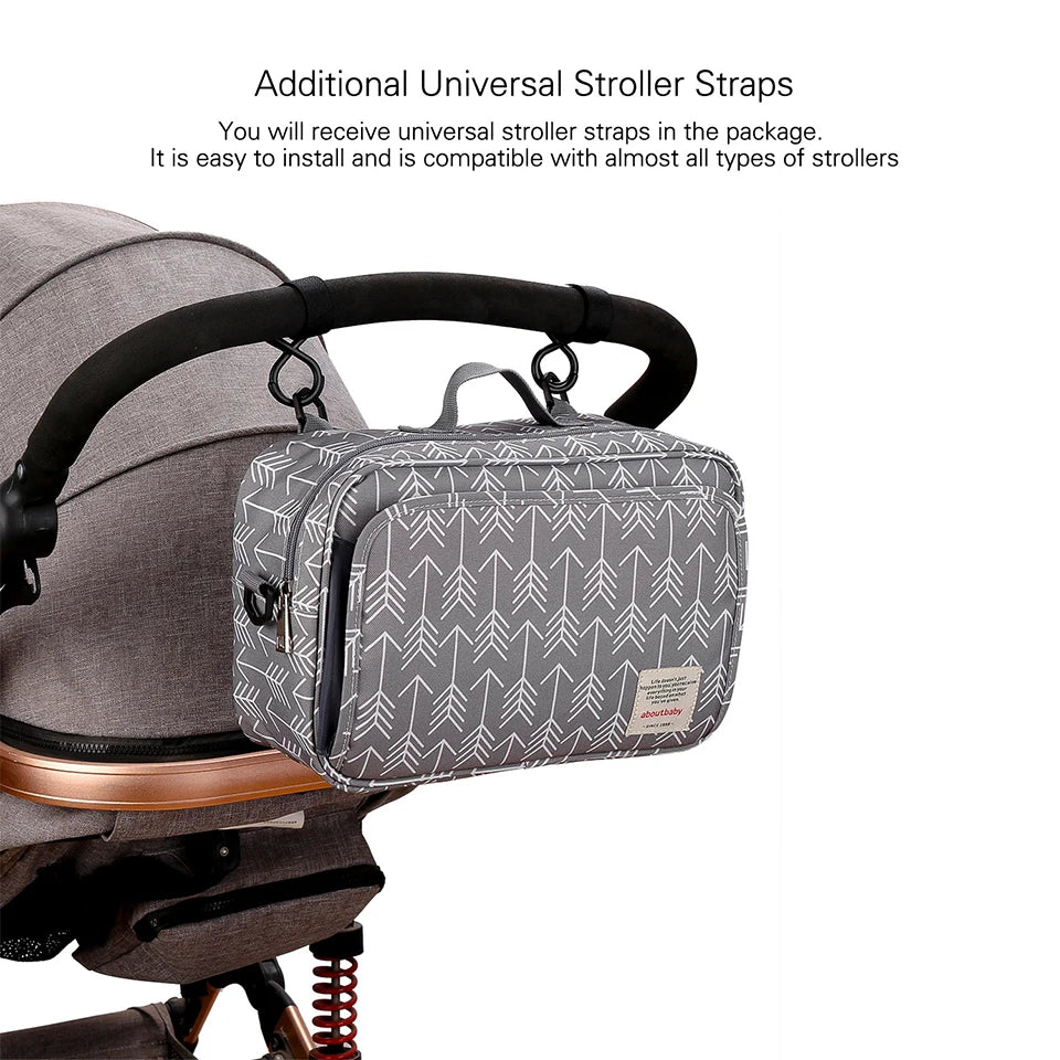 Baby Stroller Bag Waterproof Portable Outing Travel Mummy Bag Multifunction Diaper Bottle Storage Hanging Bag Pram Organizer