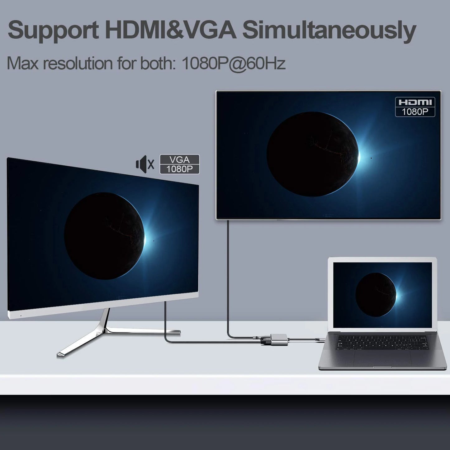 USB C Hub Adapter – 8-in-1 Aluminum Alloy Multiport Docking Station with 4K HDMI, Thunderbolt 3 & RJ45 Ethernet