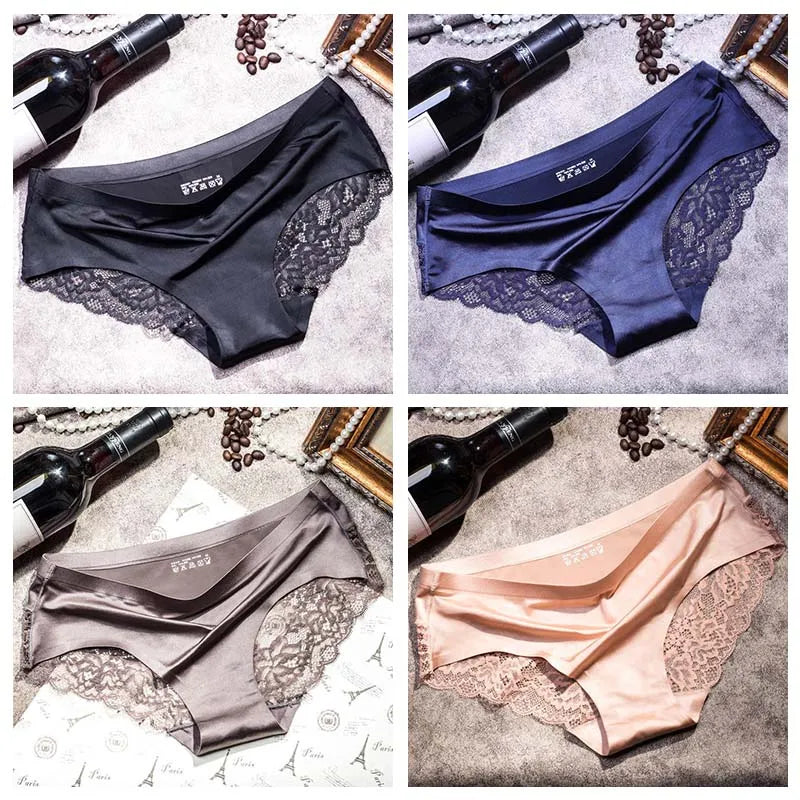 TEXIWAS 4pcs/lot Lace Panties Women Seamless Ladies Underwear Lace Briefs Sexy Panties for Women Comfort Lingerie Plus Size