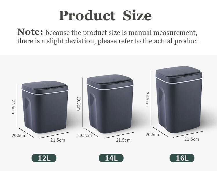 Touchless 16L Sensor Trash Can - Smart Waterproof Kitchen  Bathroom Wastebin