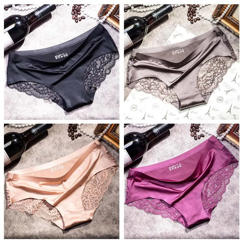 TEXIWAS 4pcs/lot Lace Panties Women Seamless Ladies Underwear Lace Briefs Sexy Panties for Women Comfort Lingerie Plus Size