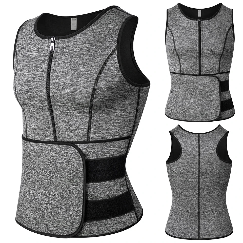 Men Body Shaper Waist Trainer Vest – Sauna Sweat Slimming Underwear Shirt