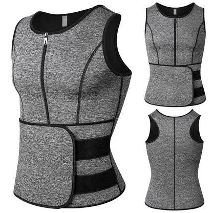 Men Body Shaper Waist Trainer Vest – Sauna Sweat Slimming Underwear Shirt