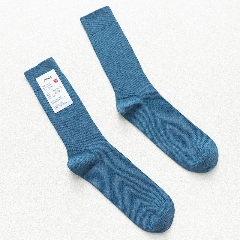Mens Cotton Knitting Socks - Casual Stretch Ribbed Business Socks
