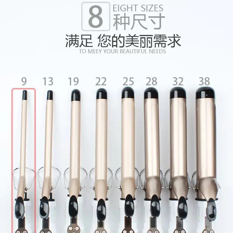 Ceramic Hair Curler - Professional 9mm to 38mm Wand with Tourmaline Barrel & LCD Display