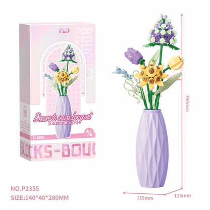 DIY Handmade Flower Building Blocks Set - Plastic Vases for Creative Bouquets - ZOOMNSTORE