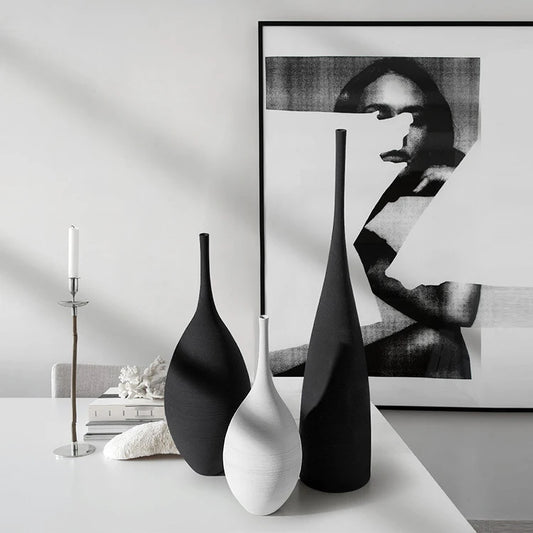 Nordic Style Round Ceramic Vase - Handmade Decorative Home Art - ZOOMNSTORE