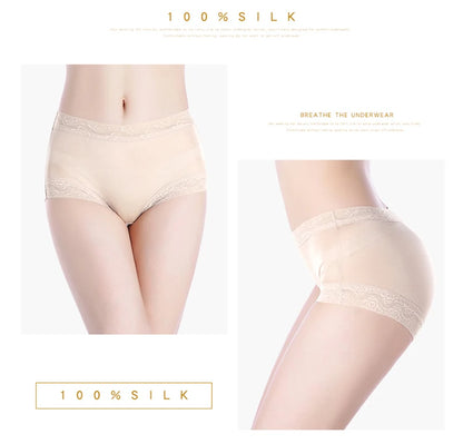 Natural silk high waist Briefs big plus size underwear women transparent seamless woman panties bragas mujer panty