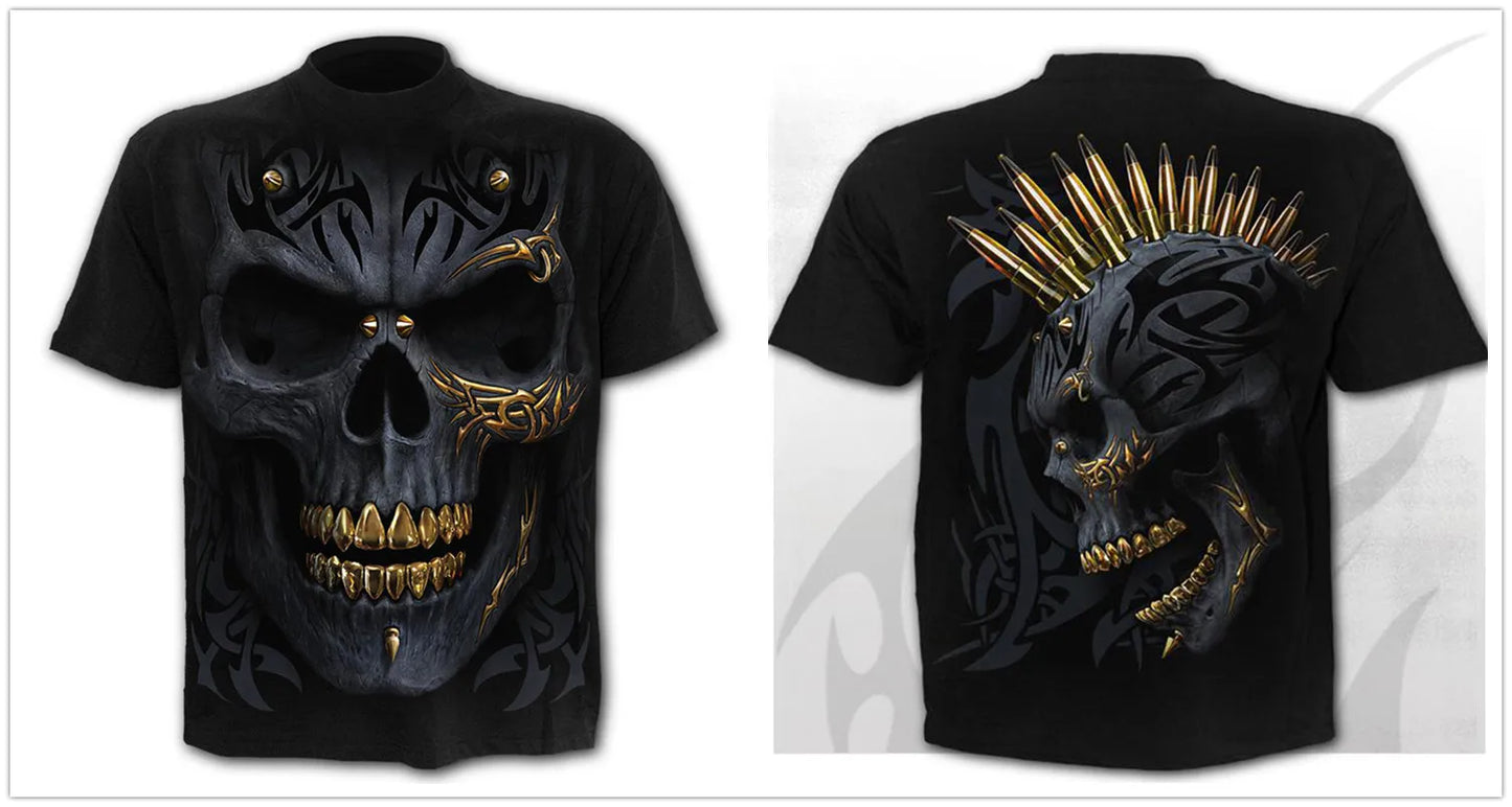 Mens 3D Skull T-Shirt - Punk Summer Streetwear Top O-neck Sizes XXS-5XL - ZOOMNSTORE