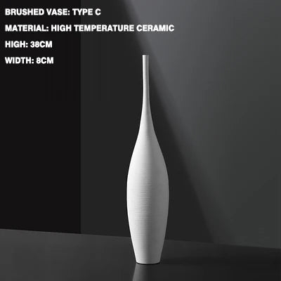 Nordic Style Round Ceramic Vase - Handmade Decorative Home Art - ZOOMNSTORE