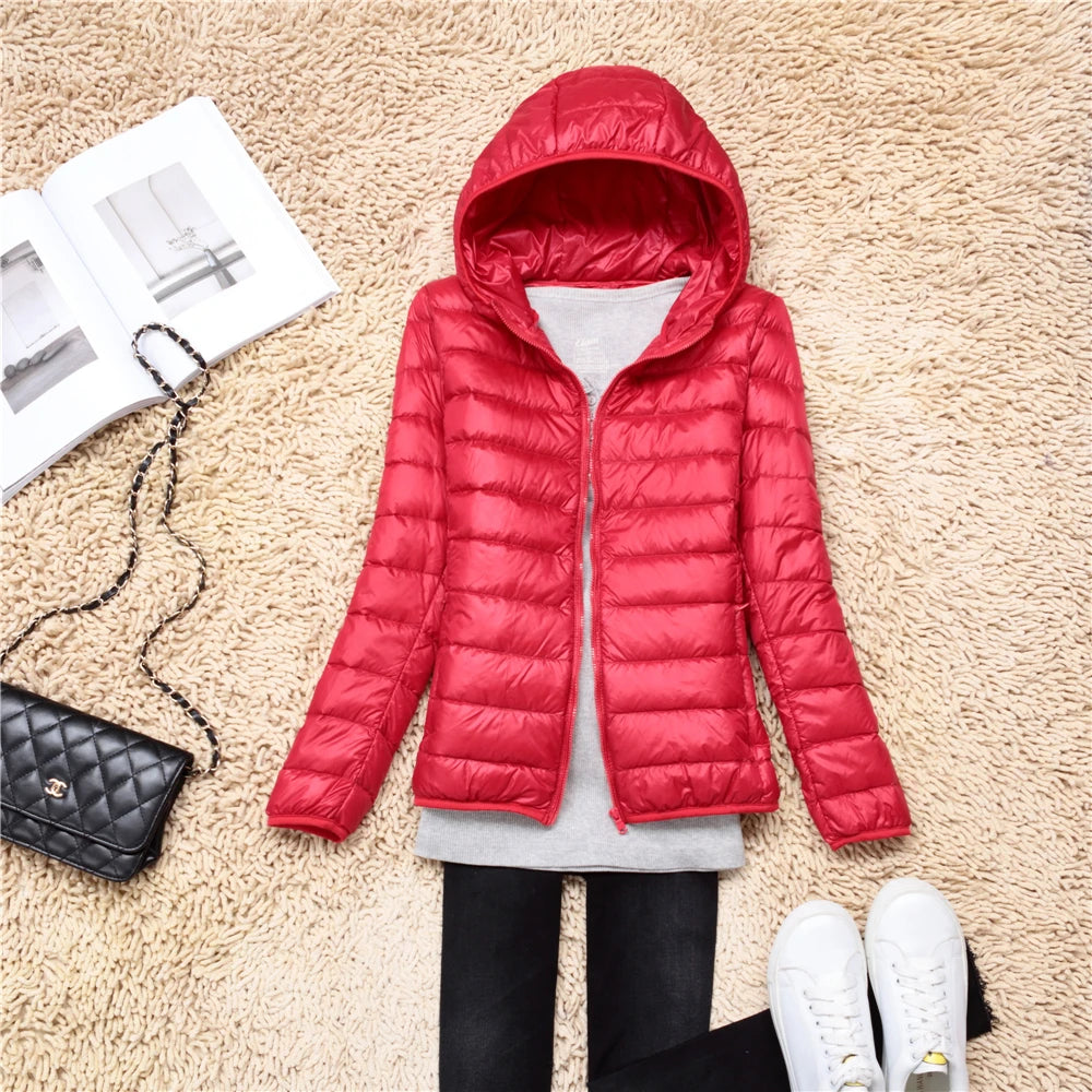 Women Puffer Jacket - Plus Size Jackets, Lightweight Down Coat With Zipper Closure
