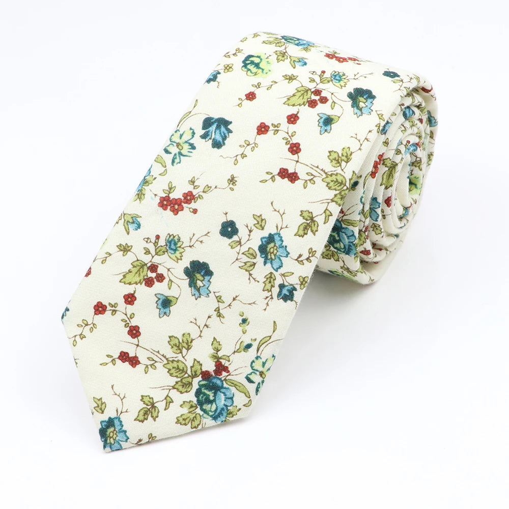 Floral Cotton Tie - Elegant Paisley Necktie for Men  Women