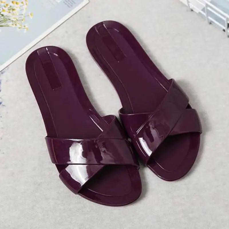 Size 36-41 Women's Sandals Slippers Summer Zapatos Mujer Flat Shoes Mules Clogs Female Peep Toe Soft Bottom Non-Slip Chaussures