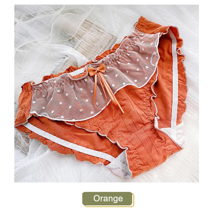 Women's Cotton Panties Large Sizes Sexy Lace Ruffles Bow Sweet Cute Panties Plus Size Female Underwear Cotton Briefs 6XL 7XL
