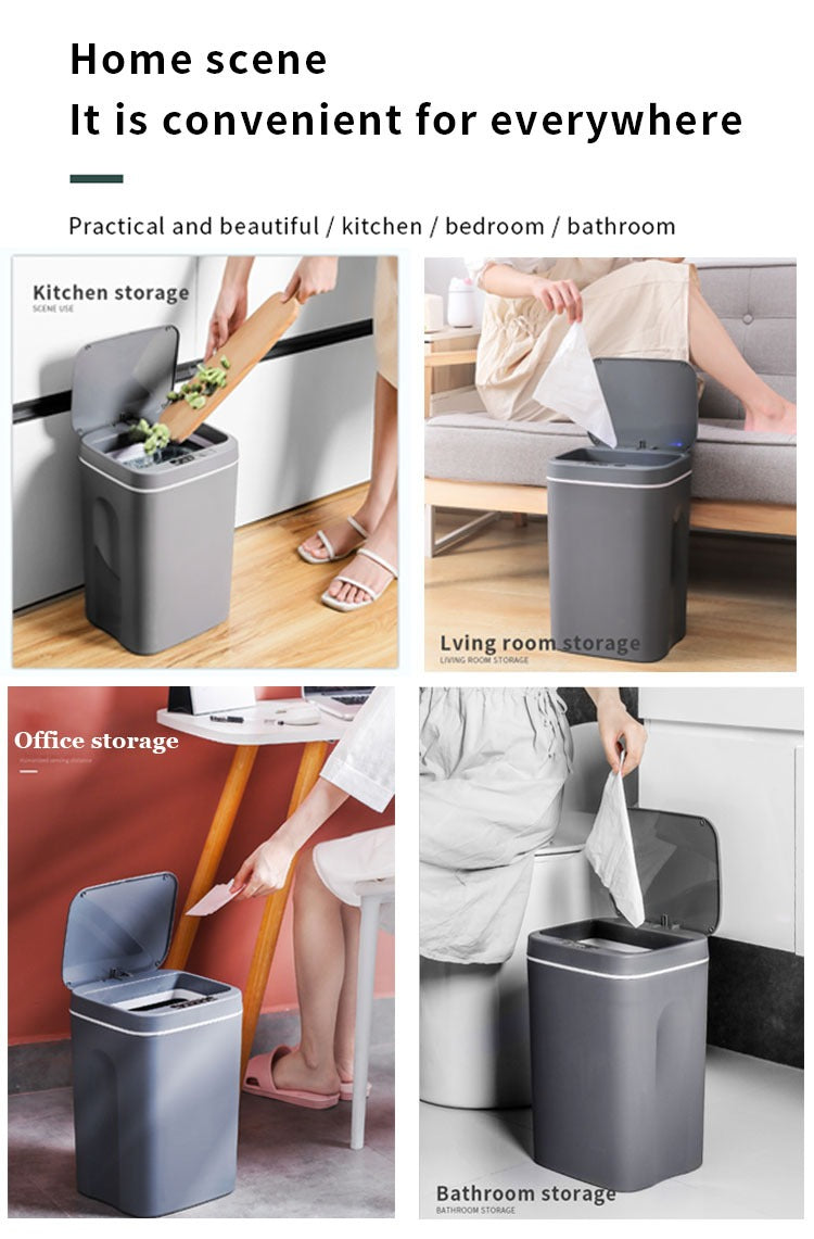 Touchless 16L Sensor Trash Can - Smart Waterproof Kitchen  Bathroom Wastebin